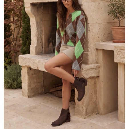 bottine style Chelsea marron leopard