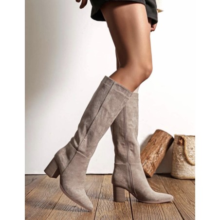 Bottes Virginie taupe à talon bloc - Findlay