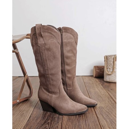 Bottes Camille taupe style santiag - Findlay