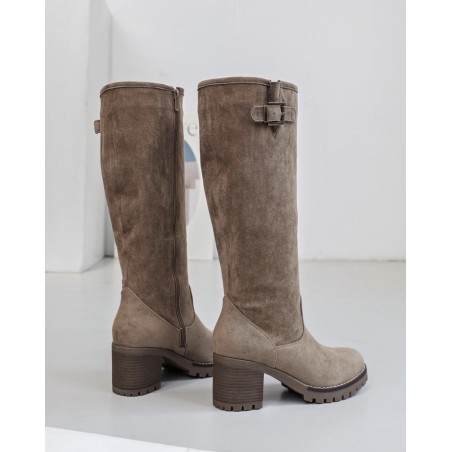 bottes hautes taupe a zip
