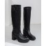 bottes haute noir a zip talons crantés