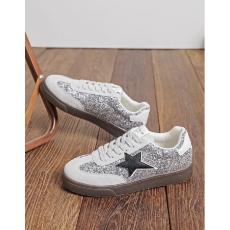 basket a strass silver avec étoile a lacets