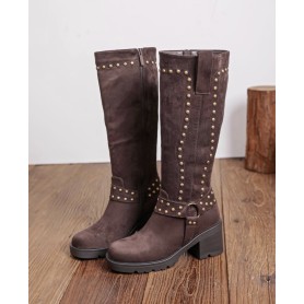 Bottes chocolat à clous - Karine - Findlay