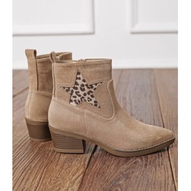 Bottines taupe étoile léopard - Alma - Findlay