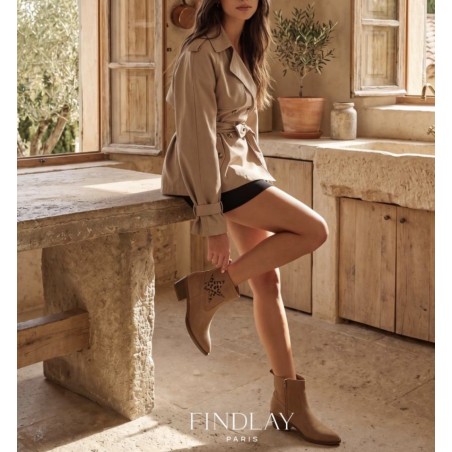 Bottines taupe étoile léopard a zip