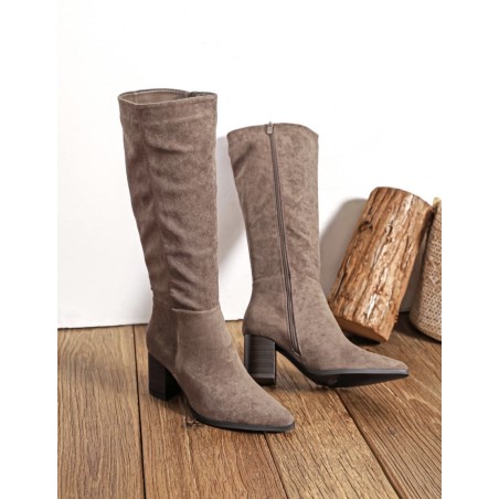 bottes hautes taupe effet daim