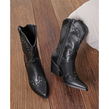 Bottes western noires à clous Findlay