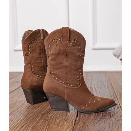 bottines western camel