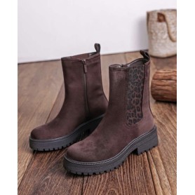 Bottines marron léopard semelle crantée - Odelia - Findlay