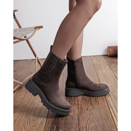 bottines chuncky choco leopard