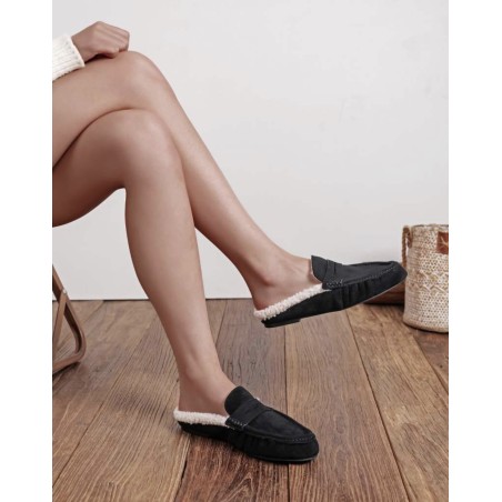 mules fourées style mocassin
