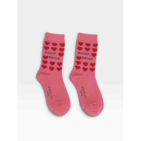 Chaussettes Bisous Bisous Findlay pour femme à motifs cœurs.