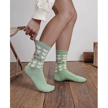 Chaussettes Bisous Bisous Findlay pour femme à motifs cœurs.
