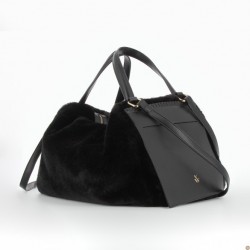 Sac week-end noir en fausse fourrure - Vanessa Wu