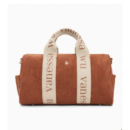 Sac week-end Adrienne brique en velours côtelé Vanessa Wu