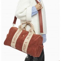 Grand sac bowling Adrienne brique Vanessa Wu porté à la main