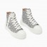 Baskets montantes Alix Vanessa Wu en glitter argenté avec laçage blanc et plateforme