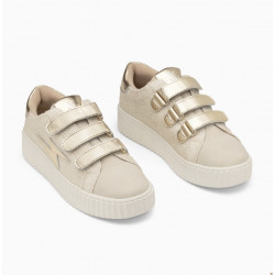 Baskets éclair Summer beige et or à scratchs - Vanessa Wu