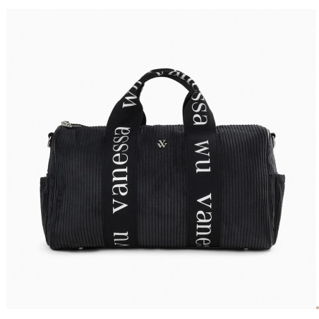 Sac week-end Adrienne noir en velours côtelé Vanessa Wu
