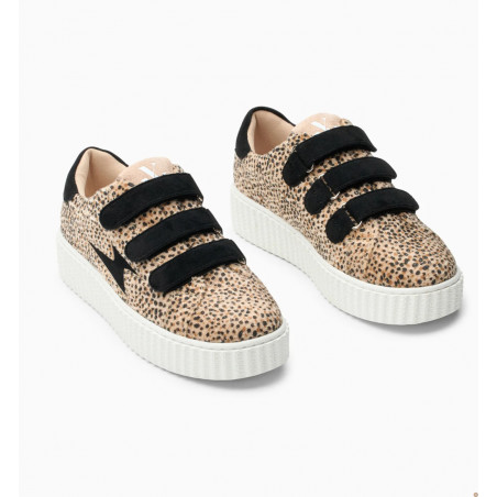 Baskets Sophie Vanessa Wu avec brides à scratchs noires et semelle creepers blanche