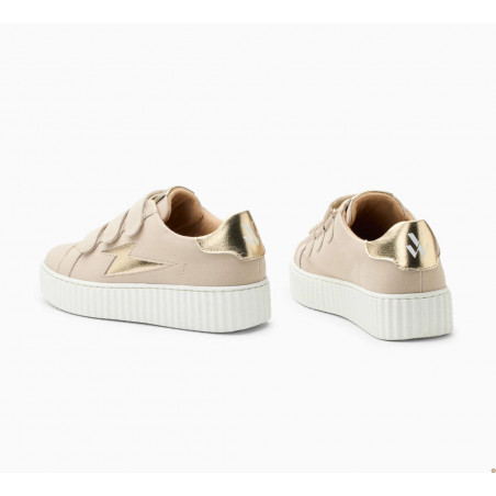 Baskets Alison beige Vanessa Wu avec trois brides à scratchs et bout rond