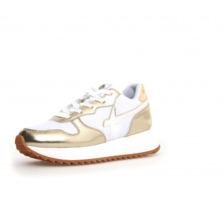 basket femme lacet cuir gold or doré white blanc