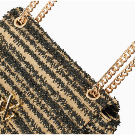 Sac à main noir et beige à chaîne - Naomi - Vanessa Wu