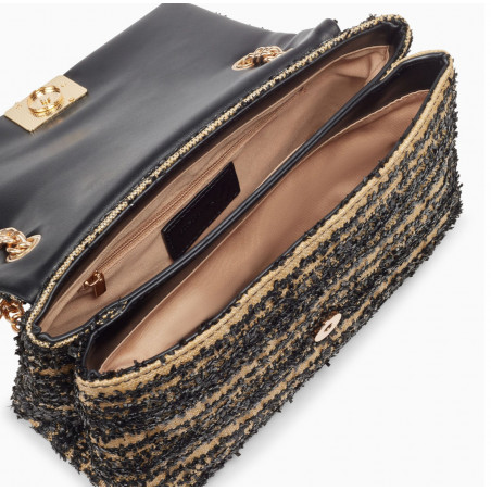 Sac à main noir et beige à chaîne - Naomi - Vanessa Wu