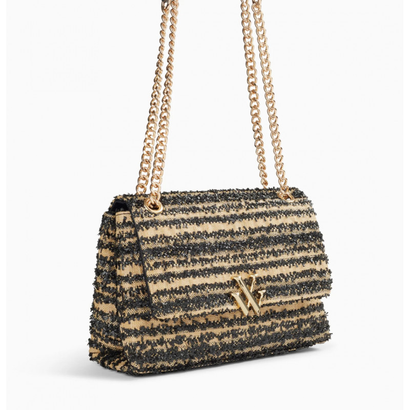 Sac à main noir et beige à chaîne Naomi Vanessa Wu