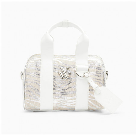 Mini sac bowling beige et zébré argent - Shelly - Vanessa Wu