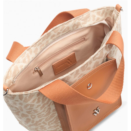 Petit cabas léopard beige à pochette camel - Maelys - Vanessa Wu