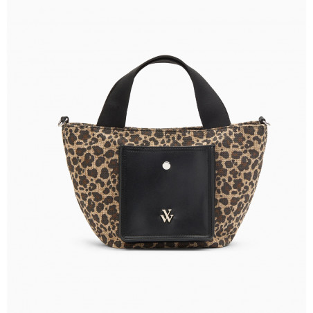 Petit cabas léopard à pochette noire - Maelys - Vanessa Wu