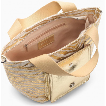 Petit cabas zébré or à pochette dorée - Maelys - Vanessa Wu