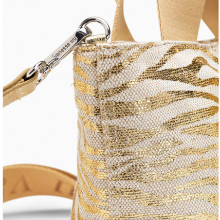 Petit cabas zébré or à pochette dorée - Maelys - Vanessa Wu