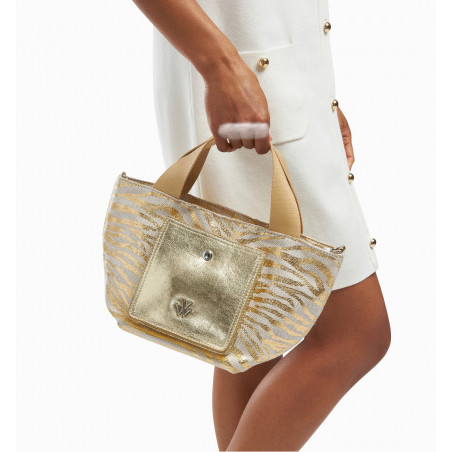 sac cabas, sac a main, bandoulière, gold, zebre