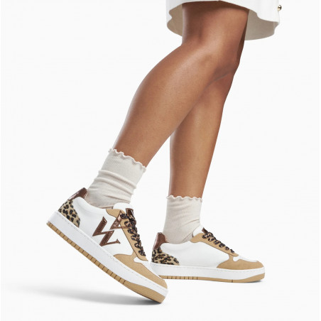 basket lacet leopard femme