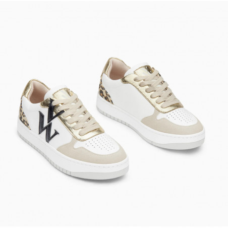 Baskets monogramme blanc et beige clair -  Esmée - Vanessa Wu