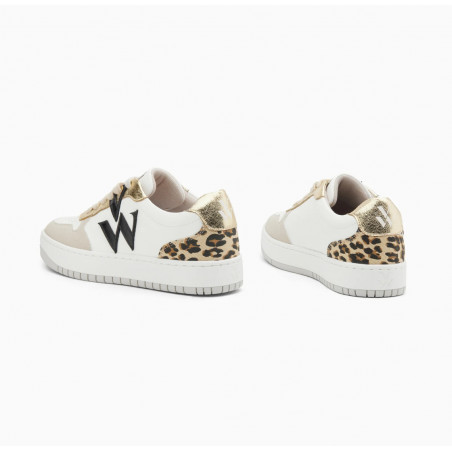 Baskets monogramme blanc et beige clair -  Esmée - Vanessa Wu