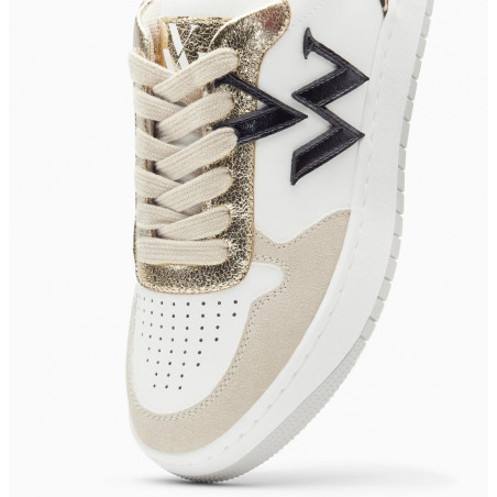 Baskets monogramme blanc et beige clair -  Esmée - Vanessa Wu