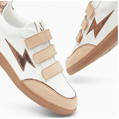 Baskets éclair blanc et beige à semelle rétro - Laurette - Vanessa Wu