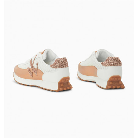 Baskets monogramme blanc et rose gold à semelle running - Mona - Vanessa Wu