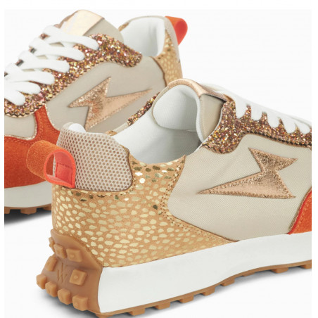 Baskets éclair beige et orange à semelle running -  Lunelle - Vanessa Wu